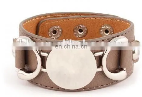 Suede Leather Open Cuff Stone Bracelet
