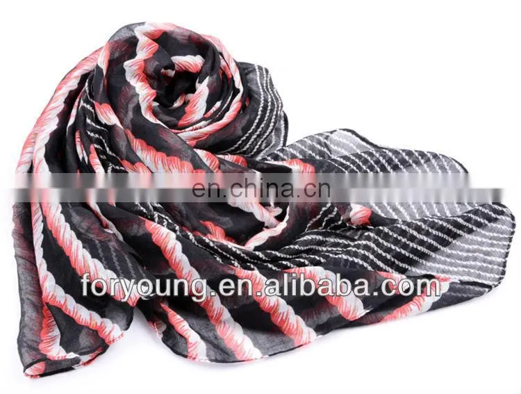 navy blue rope striped print scarf