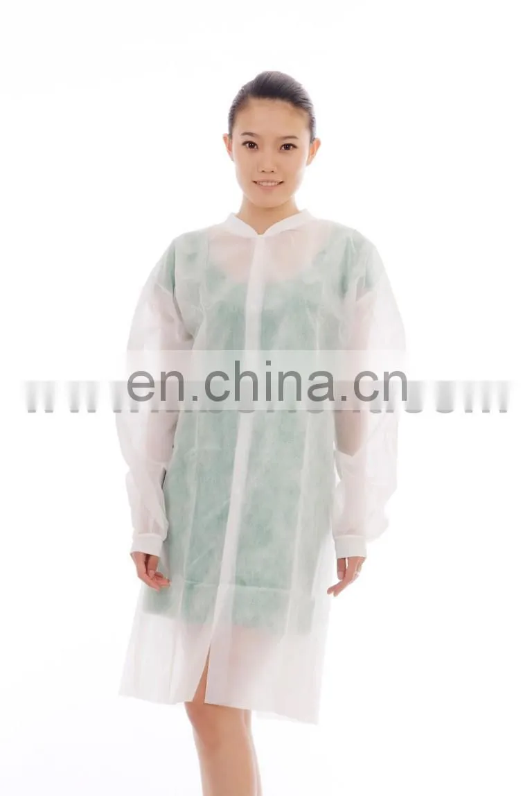 Cheap Disposable Lab Coat With Collar and Snap For Sale