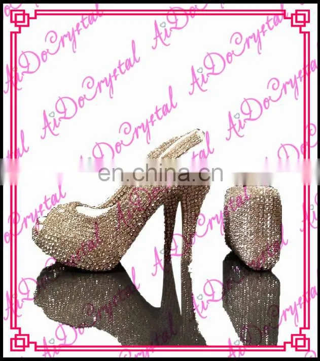 Aidocrystal designer glitter beaded slingback high heel party wedding shoes and bag set