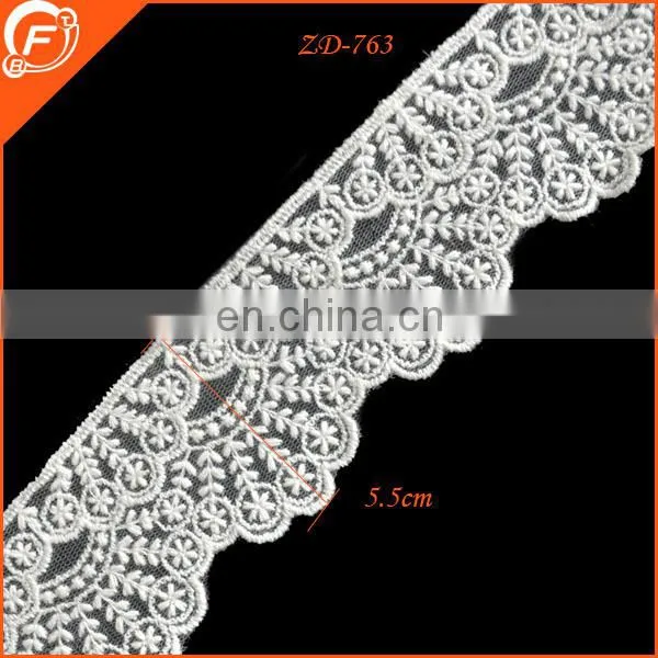 2014 fashion silver embroidered lace trim for dress flower pattern