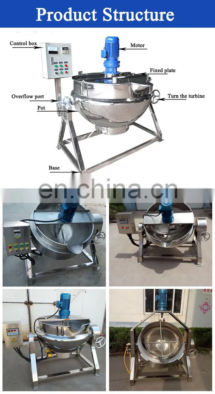 500 liter steam tiltable electric heating jacketed cooking kettle