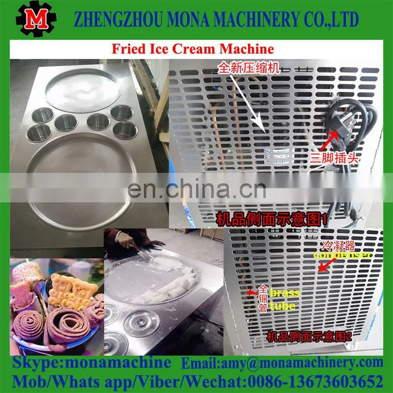 Widely Welcome Double 50cm round pans with 10 cooling barrels/tanks Thai fried ice cream machine for sale