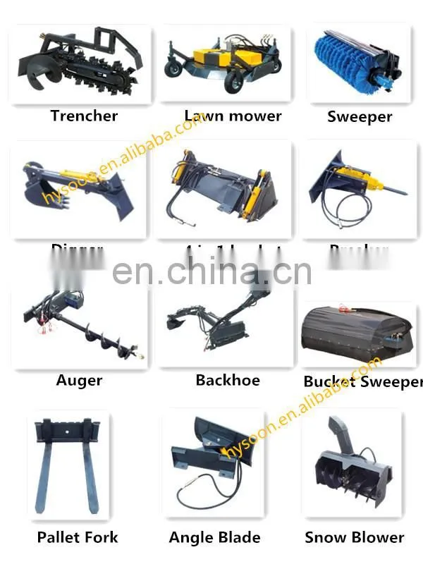 Chinese Hysoon HY200 miniloader, 4wd articulated mini wheel loader multifunctional