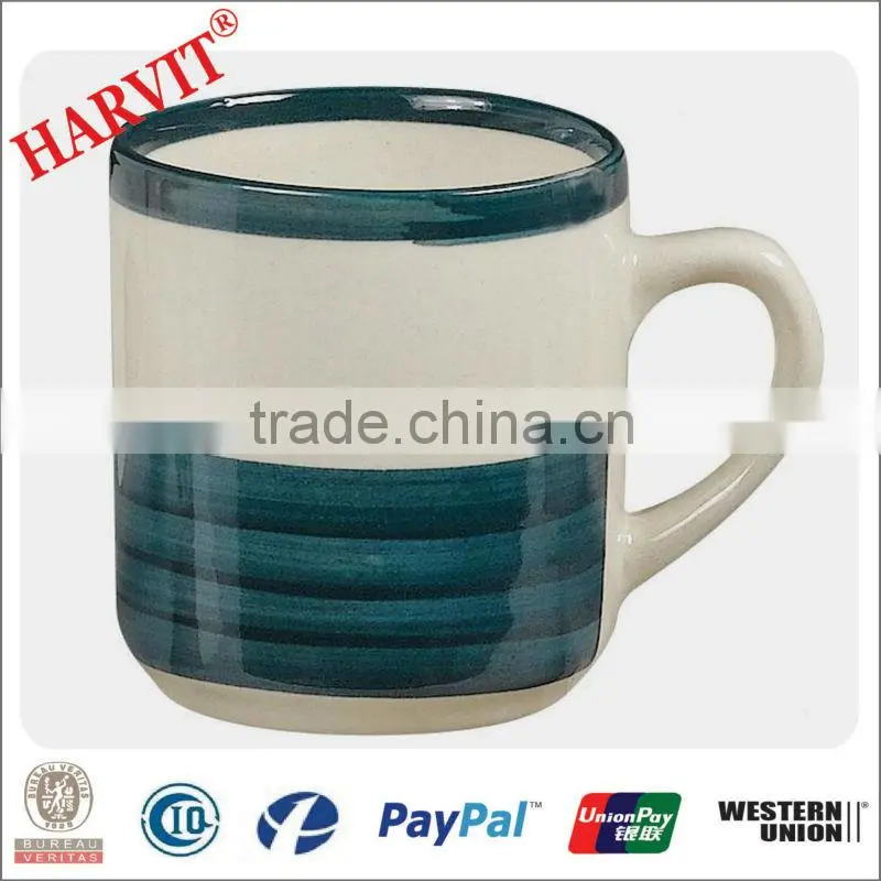 8 Ounce Ceramic Mug with Yellow Hand Printing