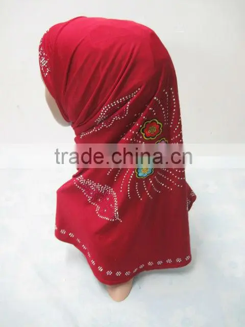 A487 Popular beaded 2pcs al amira two pieces hijab
