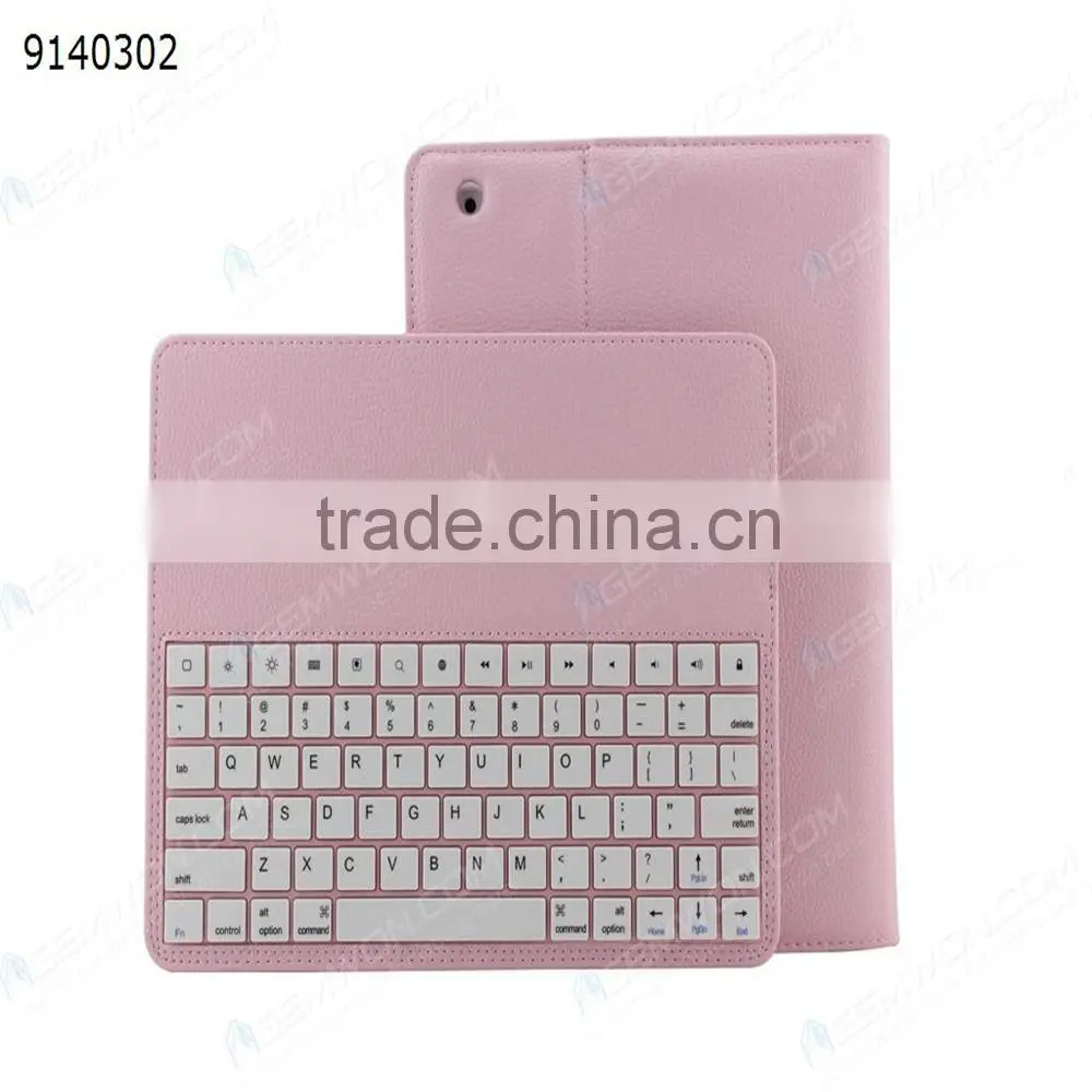 bluetooth keyboard for iPad2/3/4,pink Removable plastic keyboard with synthetic leather case