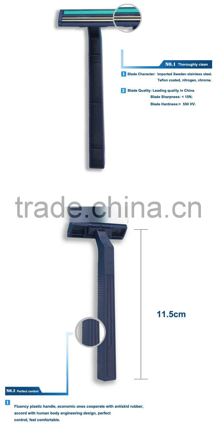 D210L two blade plastic handle one time use razor