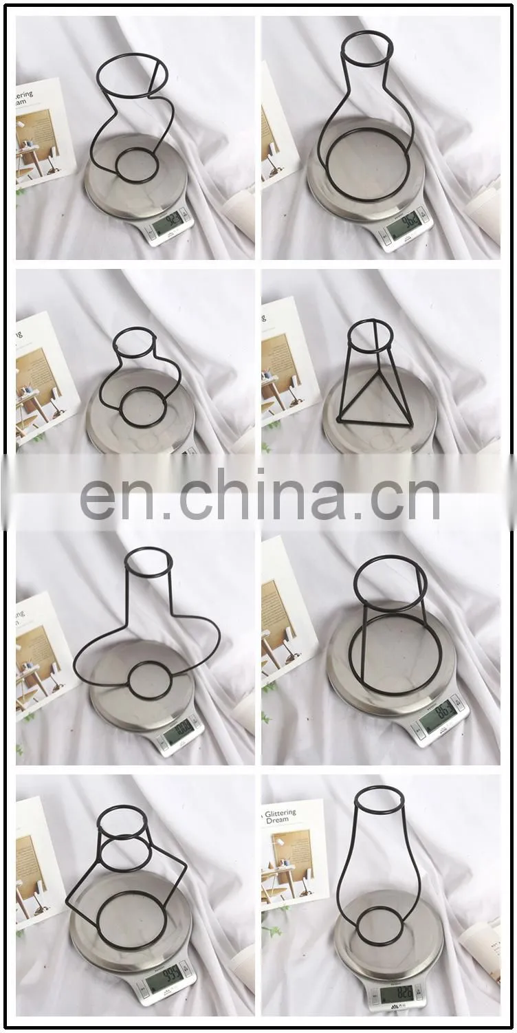 Retro Iron Line Table Flowers Vases Nordic Decoration Home Metal Plant Holder Nordic Styles Flower Vase Home Decor