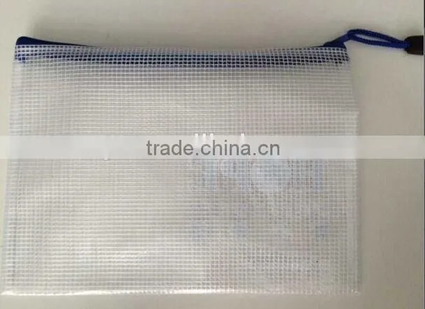 2016 high quality transparent clear pvc zipper document file bag