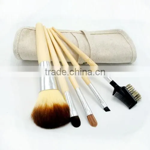 Bamboo hand material synthetic hair powder brush set 5 pieces