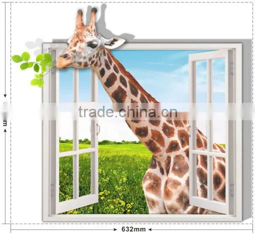 3D Giraffe get inside window wall decor stickers