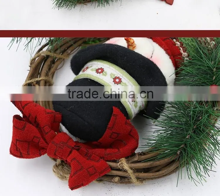 XMAS Hanging Plush Snowman Welcome Door Decoration Christmas Wreath