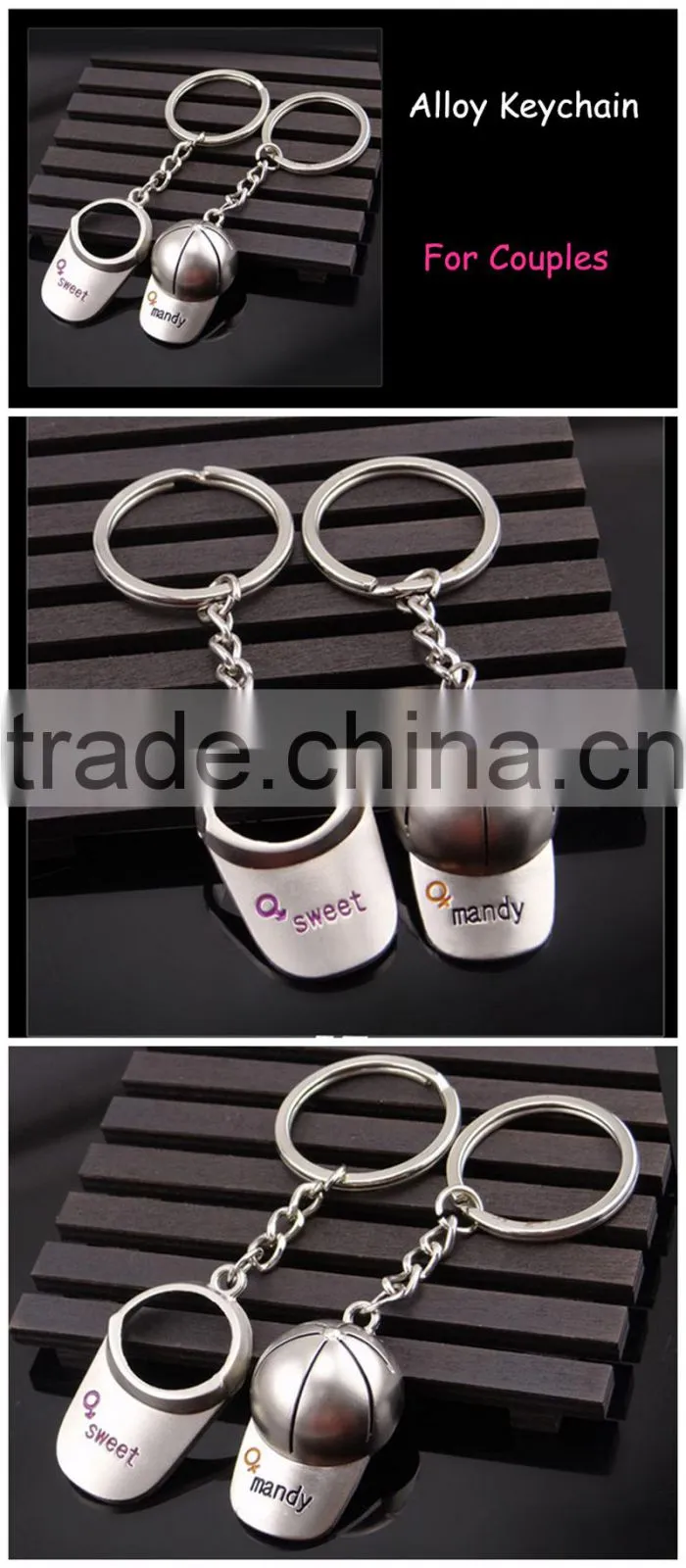 professional factory couple custom metal creative christmas gift baseball hat keychain