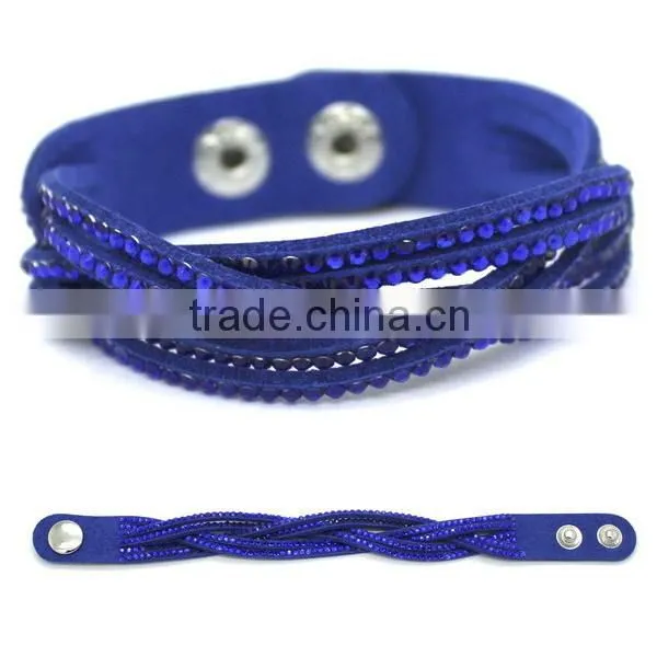 New design rhinestone pu bracelet for woman