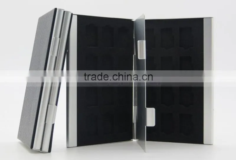 Leather Aluminum EVA 24 Micro SD TF Card Case Memory Card Storage Carrying Case Holder Protector