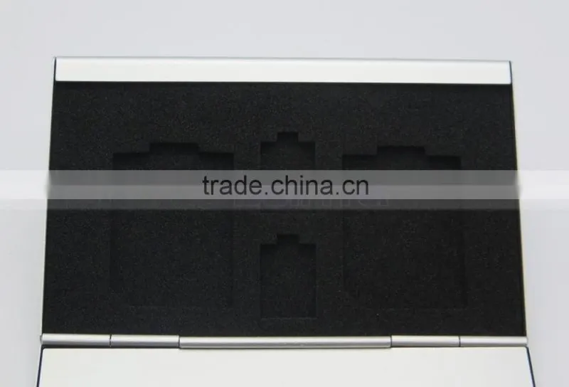 Leather Aluminum EVA Memory card Carrying Case for 4x SD Card and 4x TF Card