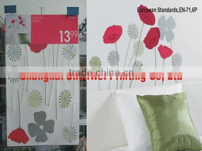 wonderful red flower fairy wall sticker