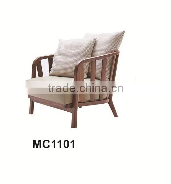 Living room furniture wood base sofa armchair with linen fabric MC1101