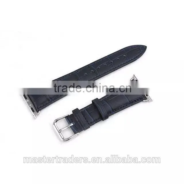 Cheap Crocodile Grain Genuine Leather Watch Band Wrist Strap For 38MM Apple Watch MT-3566