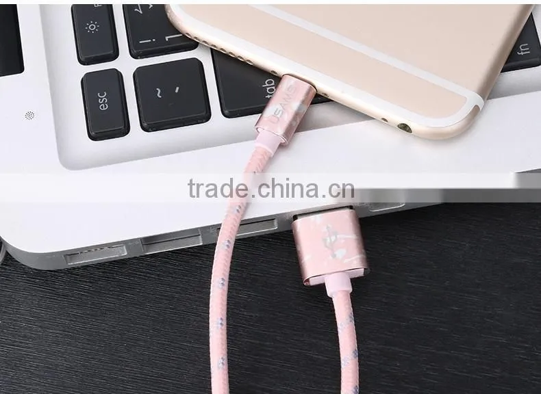 USAMS SJ070 Camouflage Series1m Spot nylon braided cable for iphone6s plus/6s/6/5s 2AMetal quick charging cable for iphone 6plus