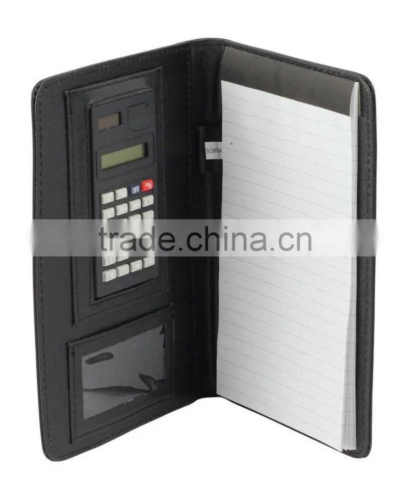 New Custom Calculator and Pen Holder Leather Portfolio Jotter