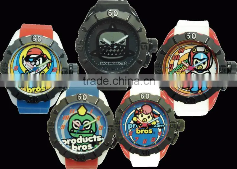 2016 Hot Sell Products Bros Pirate Baby Lion Unisex Waterproof PVC Band Rubber Wrist Blue Red Watch