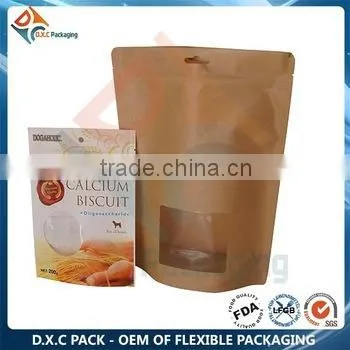 Paper Resealable Food Bag With Window And Eurohole / Round hole / Handle
