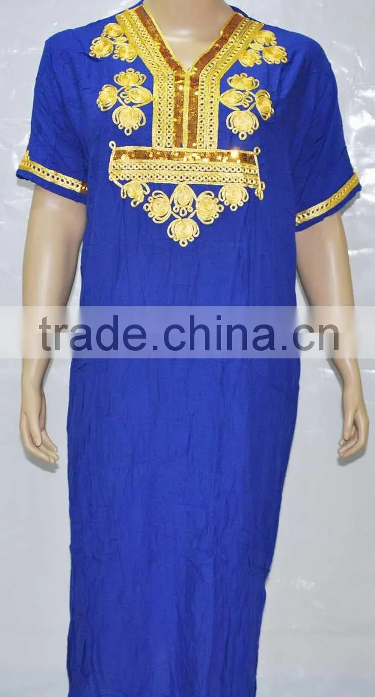 C119 royal blue wholesale long sleeve 100% cotton dress 2015