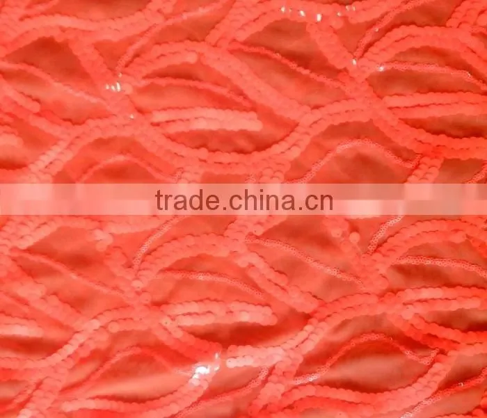 2015 new sequence embroidery fabric sequin lace fabric China supplier