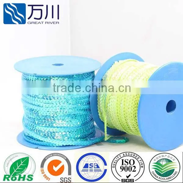 Hot pink AB color glitter sequin trimming string,wholesale PVC spangle sequin paillette for Christmas omament