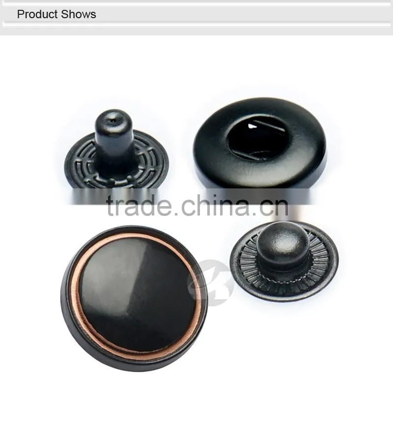Hot Sales Shiny Black Decorative Custom Metal Snap Button Covers