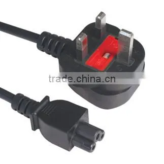 CLOVER LEAF C5 3 PIN MAINS CABLE POWER LEAD UK Plug Mickey Mouse shaped