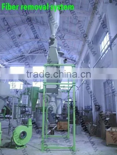 Fiber removal system in tire recycling plant