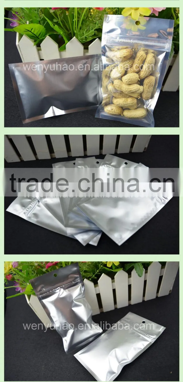 food grade One side clear and another side aluminum grocery Packaging Bags with Zipper