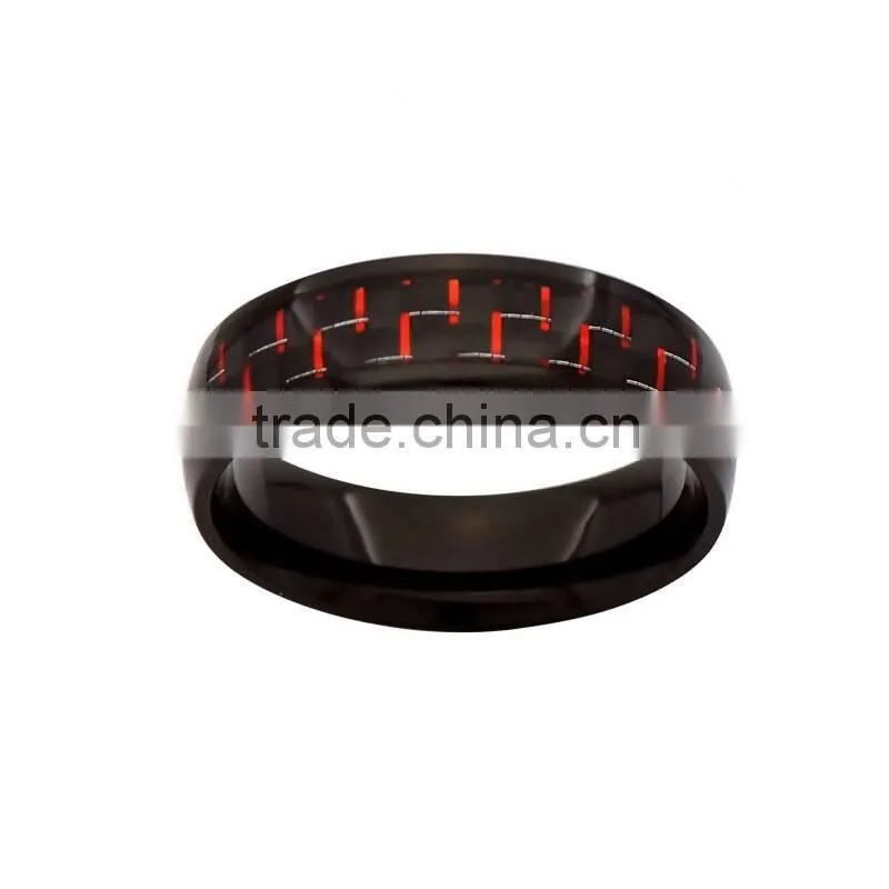Titanium red carbon fiber steel ring,titanium carbon fiber male rings