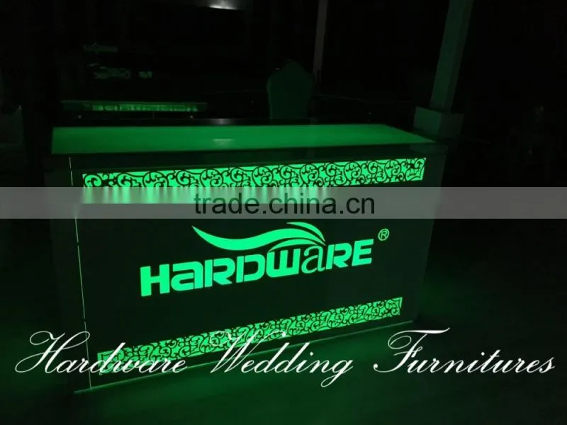 hotel event use square iron wedding reception table with led light
