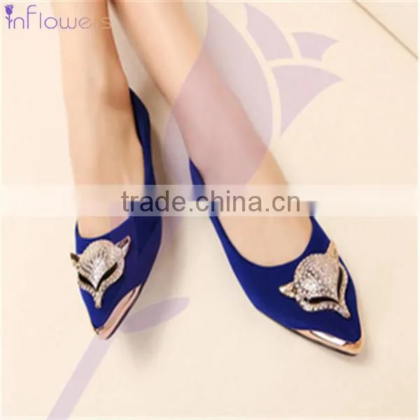 2015 spring newest european and american shallow mouth beaded flat pointed shoes women shoes
