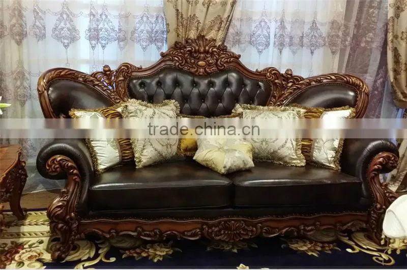 Antique appearance leather living room sofa l shaped sofa prices italian style sofa set living room furniture