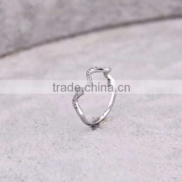Silver Jewelry Wave Ring Birthday Gift For Women