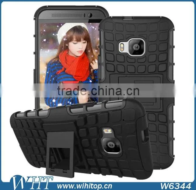 Silicone+ PC Orange Shockproof Case for HTC One M9, with Stand Function