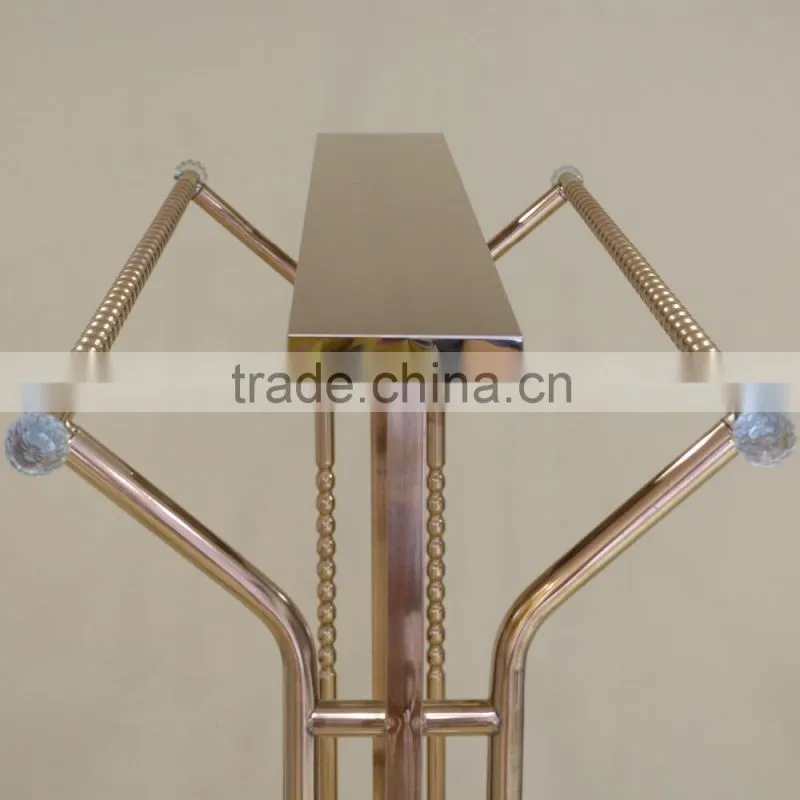 QD- F178 Wholesale luxury rose gold metal clothes display rack