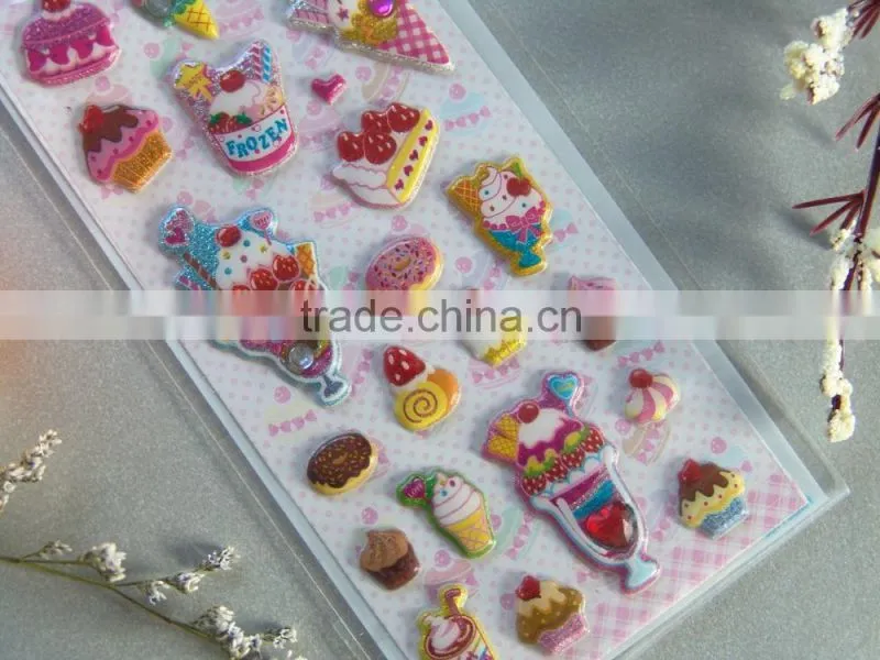 New design custom cute shape puffy sticker with light at night for home decoration/furniture