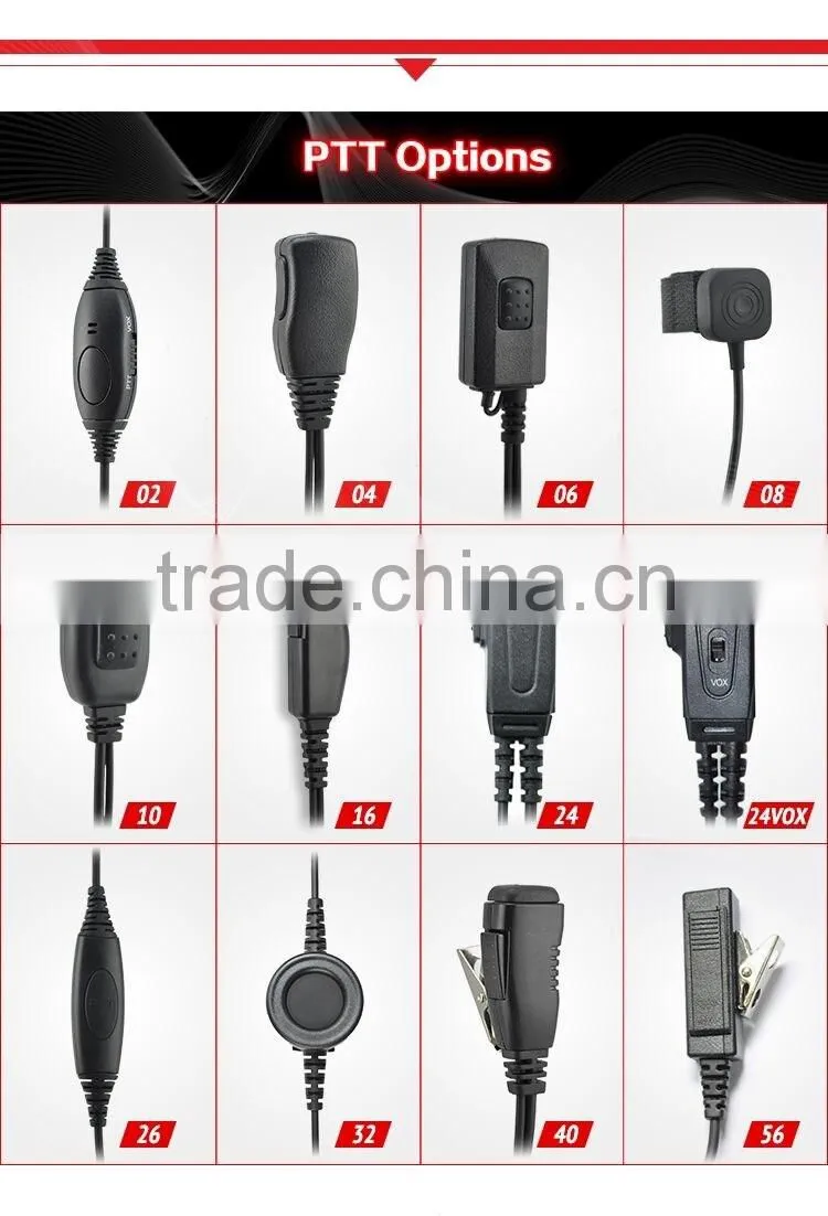 2016 Best Selling Mobile Radio Accessories Wired Walkie Talkie Headset for Sale