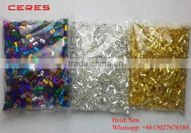 Dread Lock Dreadlocks Braiding Beads Golden Metal Cuffs Hair Accessories Decoration Filigree Tube silver golden colorful