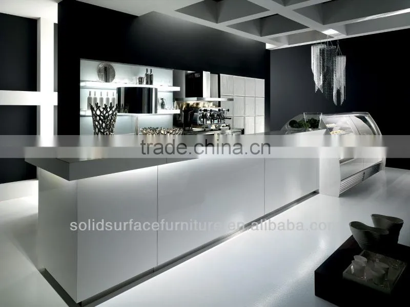Pre-built L Shape Modern Commercial Solid Surface Coffee Bar Counter for Sale