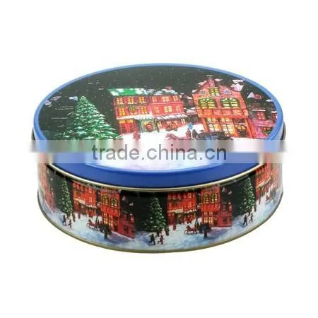 christmas cookie tin box, round tin can set for Christmas