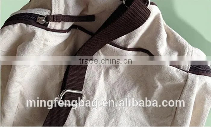 Wholesale Custom High Quality White Large Capacity Sling and Double Shoulders Cotton Canvas Yoga Bag Backpack