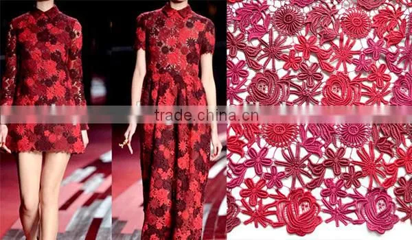 2014 Newest hot selling french lace wedding dress fabric with beads