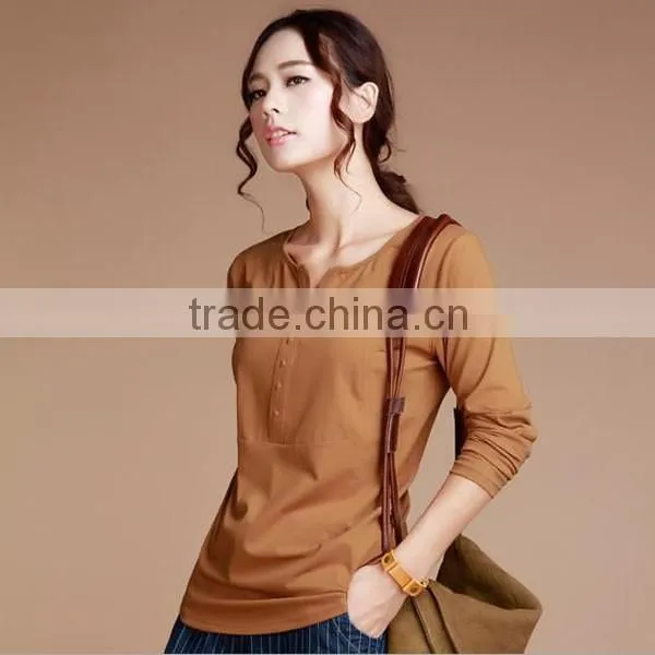 wholesale comfortable long sleeve o-neck women t shirt